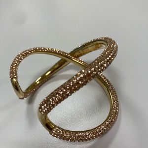 Swarovski Gold/Rose tone cuff bracelet (2 stones missing) barely noticeable!